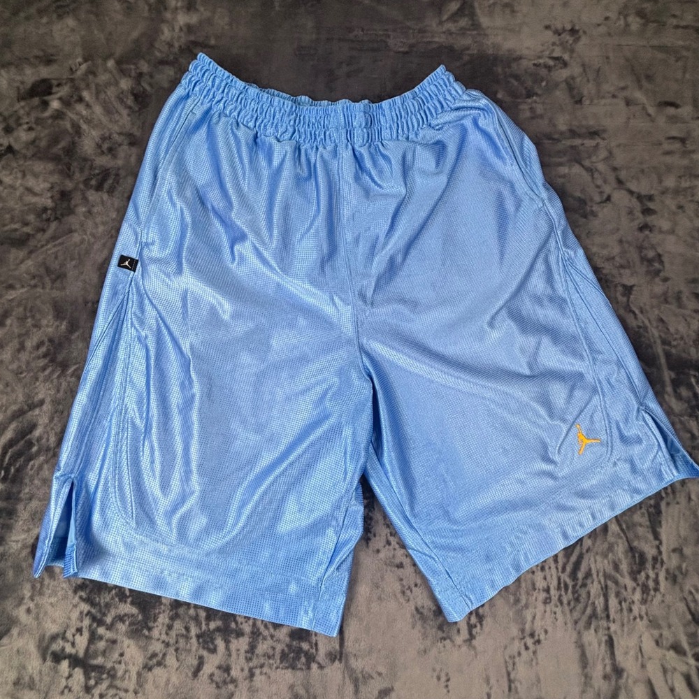 Jordan Basketball Shorts Mens XL Blue Yellow Jumpman Mesh Athletic Gym 3839